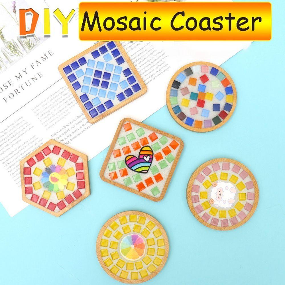 Solighter Mosaic Coaster Hadiah Dekorasi Rumah Tangga Kerajinan Ubin Kristal Set