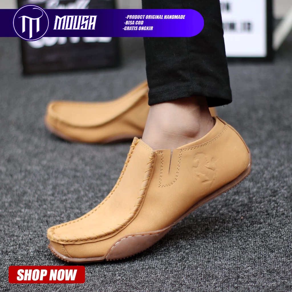 Sepatu Slip On Pria Casual Formal Kulit Asli Kerja Kantor Mousa Fero