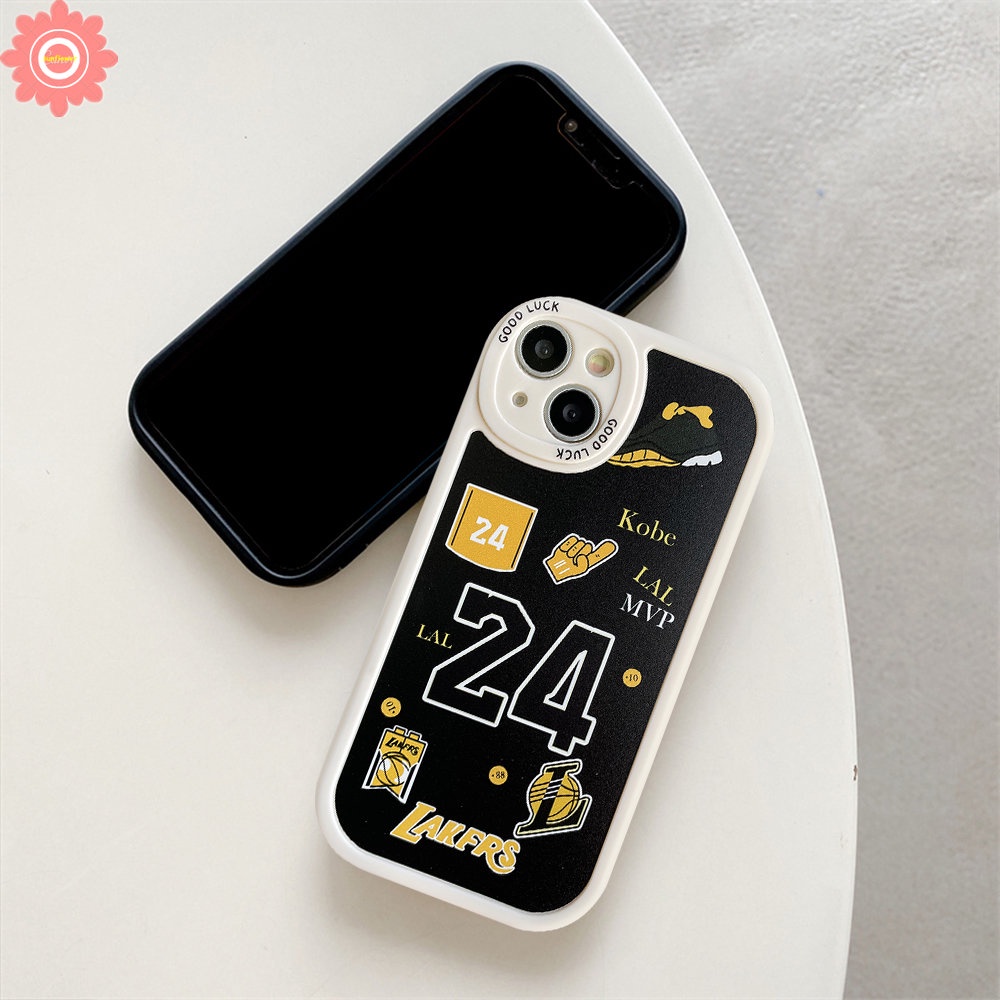 IPHONE Fashion N.B.A Lakers Kobe James Case Kompatibel Untuk Iphone7 8 6 6s Plus 11 13 12 14 11 Pro MAX 14 Plus XR X XS MAX SE 2020label Telepon Trendi Sarung Belakang TPU Lembut