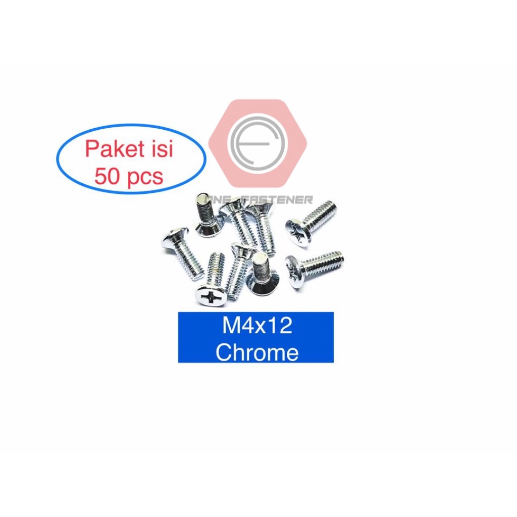 50 pcs Baut Tutup Minyak master Rem Chrome JF Verseng M4x12 4mm 4x12 4mili