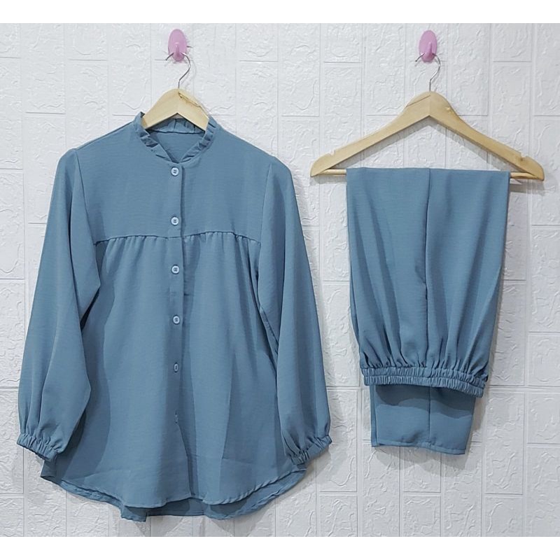 ONE SET RAYON CRINKLE AIRFLOW SETELAN // SETELAN RAYON CRINKLE AIRFLOW// DRESS RAYON // SETELAN RAYON  //BUSUI FRIENDLY//PIYAMA//PREMIUM//HOMEY//BUSUI-Wardah