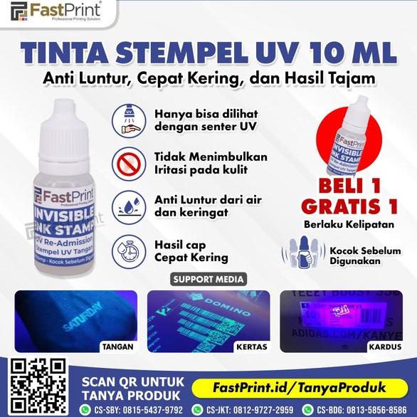 

Terlaris Tinta Stempel UV Fast Print Invisible INK Stamp 10 ML Termurah