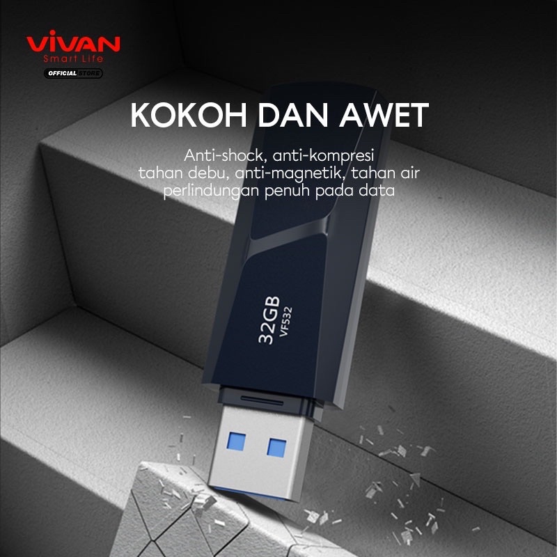 VIVAN Flashdisk VF516 (16GB) / VF532 (32GB) / VF564 (64GB) USB 3.0 High Speed VF516/VF532/VF564 - Garansi Resmi 1 Tahun