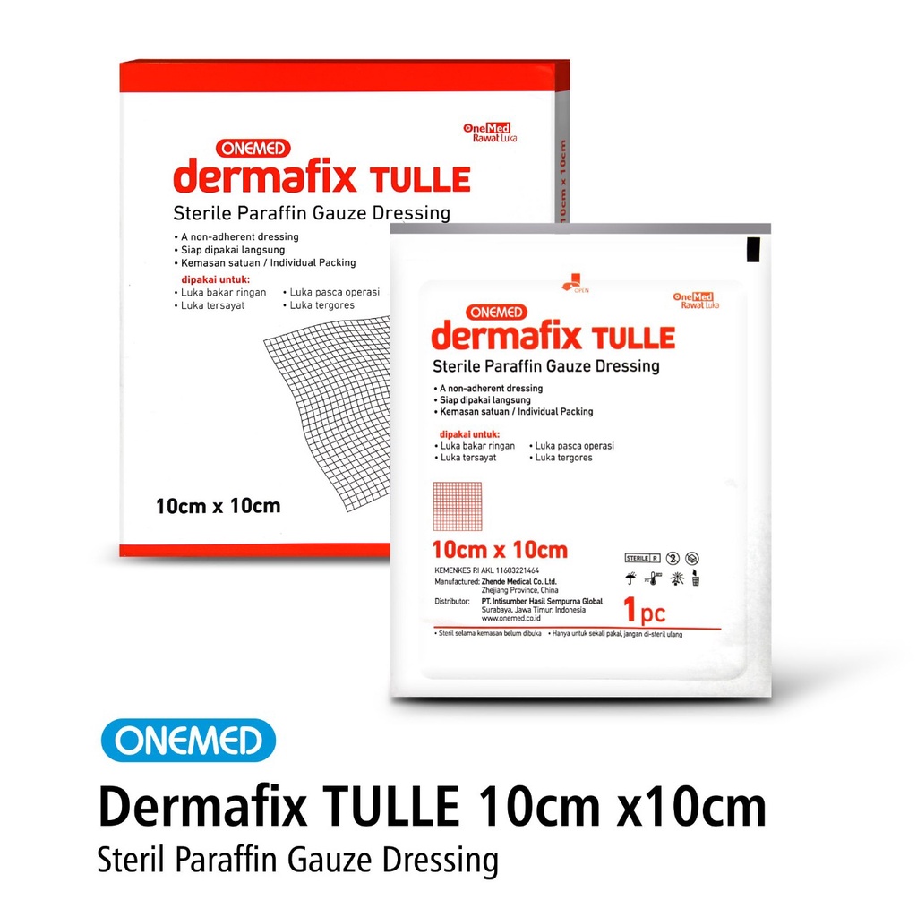 Dermafix Tulle 10 x 10 Cm Paraffin Gauze Onemed Box Isi 10Pcs OJB