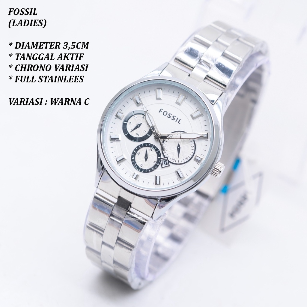 (BISA COD) JAM TANGAN WANITA FASHION HB0188 FULL STAINLEES TANGGAL AKTIF CHRONO OFF