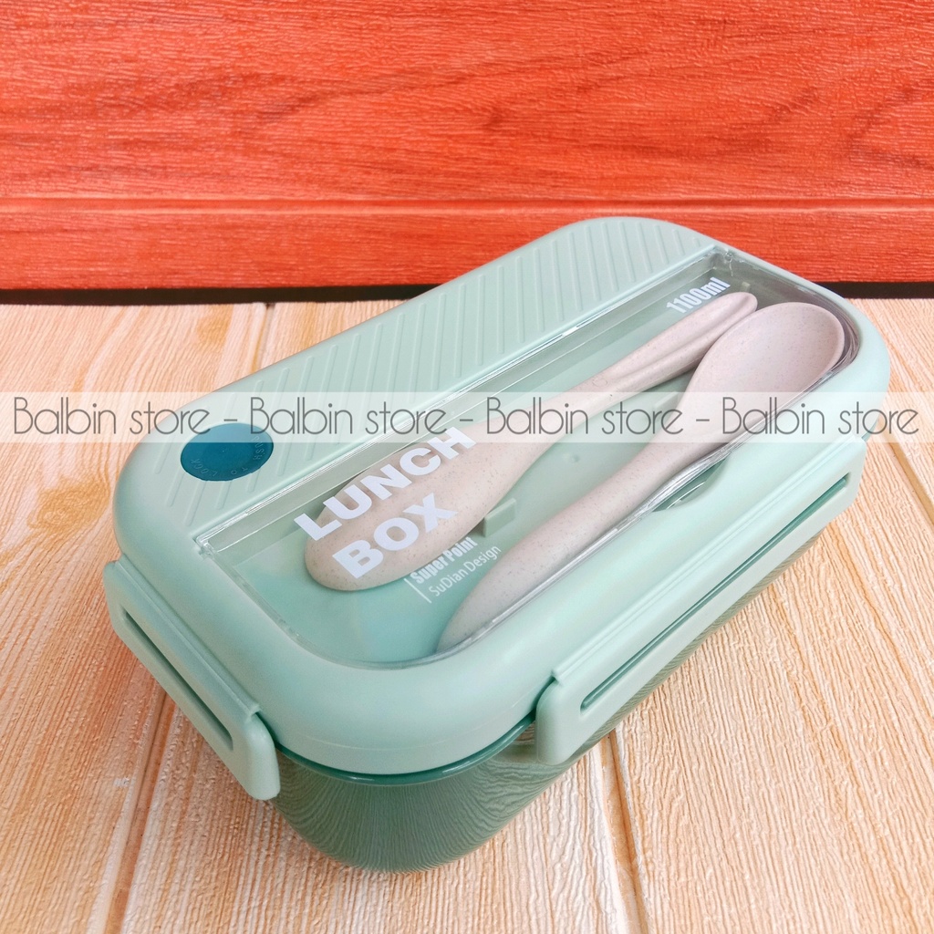 Balbin | promo satu pcs Lunch box kotak bekal 1100.mili BPA FREE - FOOD GRADE  free sendok garpu warna varian kualitas import - cod bayar ditempat