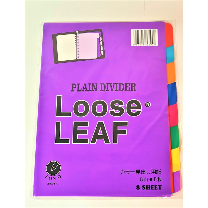 

INDEX BINDER NOTE B5 8 WARNA PLASTIK PEMBATAS DIVIDER BINDER 26 RING