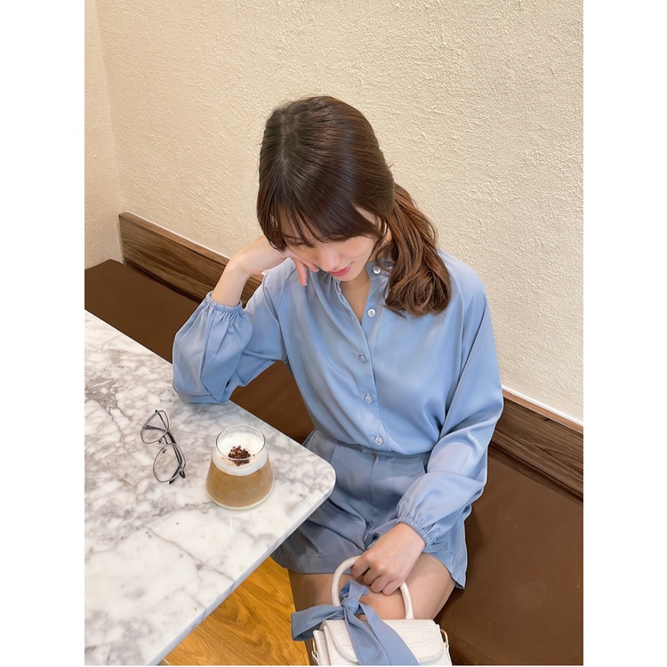Kadaka S-0192 Set Satin Blouse with Short Pants Premium