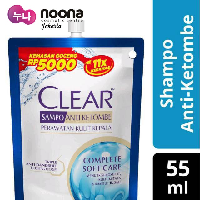 CLEAR SHAMPOO ANTI KETOMBE COMPLETE SOFT CARE 55ML -NJ