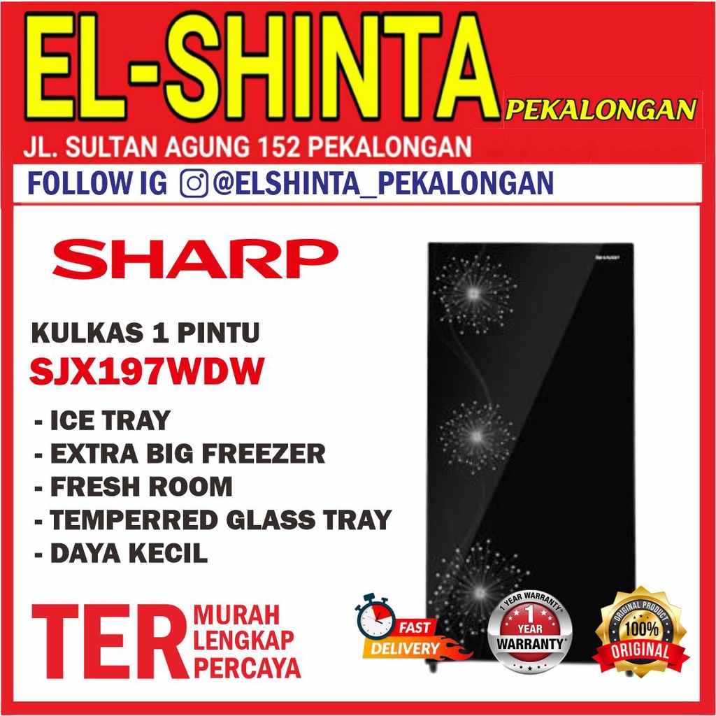 Kulkas Sharp SJX197WDW 1 Pintu Double Freezer