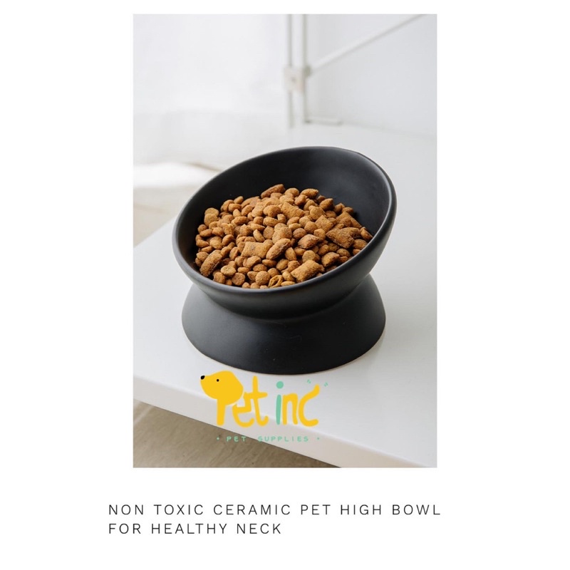 Non toxic ceramic pet high bowl  for healthy neck