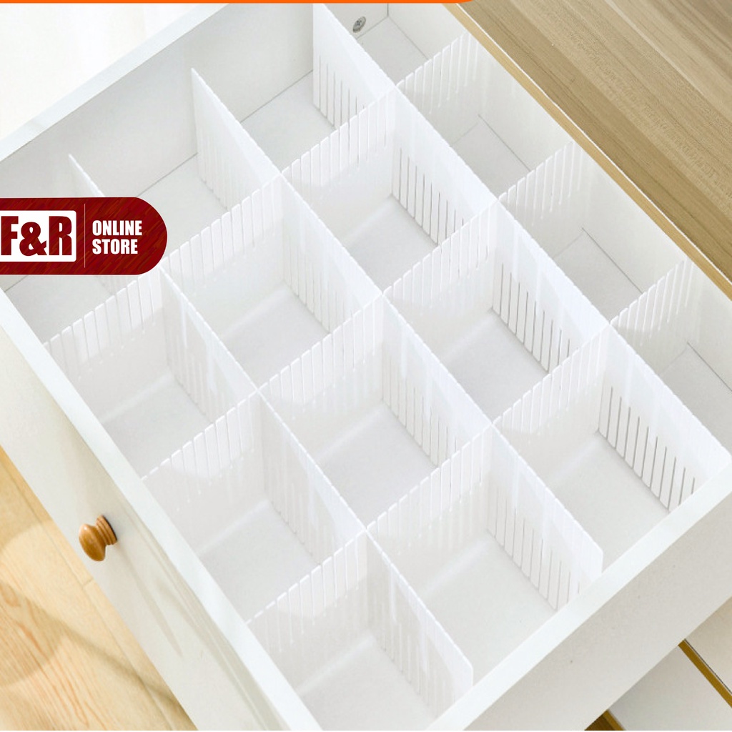 Partisi Pembatas Laci Plastik Isi 4 DIY Drawer Partition Divider