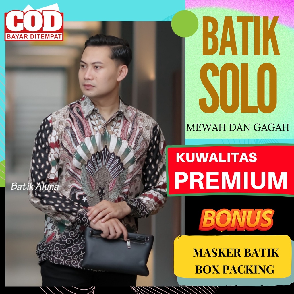 Kemeja Baju Batik Aluna Pakaian Pria Lengan Panjang Premium Furing Reguler Fit Atasan Cowok Moderen 