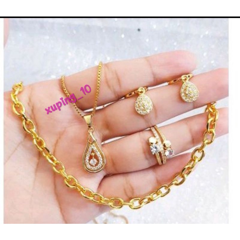 Xuping Set Perhiasan Wanita Dewasa Gold Cantik 2610b