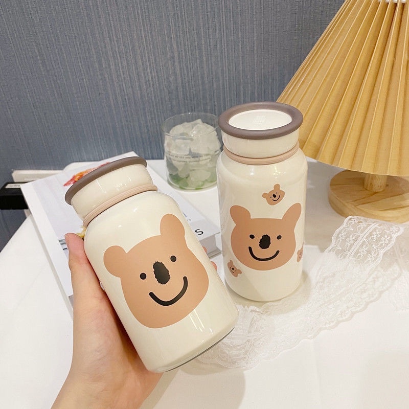 TERLARIS TUMBLER STAINLESS STEEL MOTIF BERUANG LUCU WARNA BIRU DAN PUTIH / TERMOS AIR PANAS AIR DINGIN FREE STICKER BERUANG / TRAVEL TUMBLER STAINLESS STELL UKURAN 400ML / BOTOL JAPAN / SIERA VACUUM BOTTLE / THERMOS ESTETIK / AESTHETIC BEAR TUMBLER