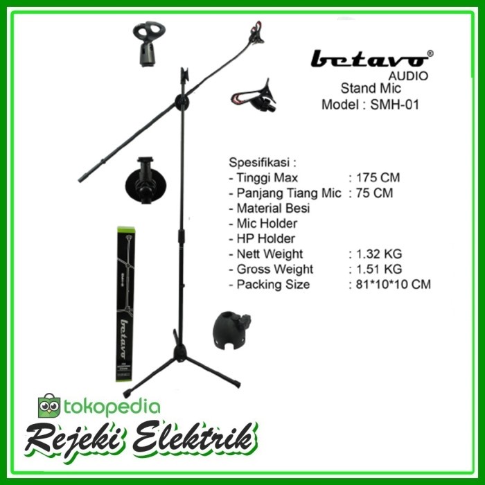 Aksesoris Mic Stand Mic Betavo Smh-01 + Holder Hp Tripod