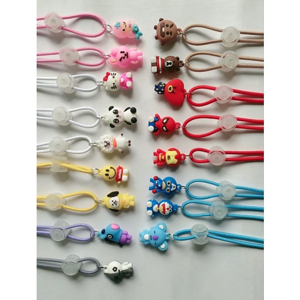 strap masker  2in1 tali masker boneka gantung 3D gantungan masker kalung masker tali elastis polos