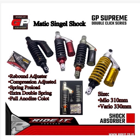 Shockbreaker Ride It GP Double Klik Singel Shock Matic 310mmShock Tabung Atas Mio Soul Xeon Fazzio F