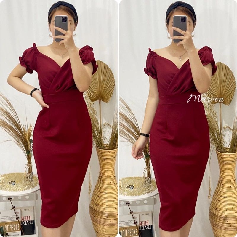 Midi Dress Carolina Dress Wanita Bodycone Casual