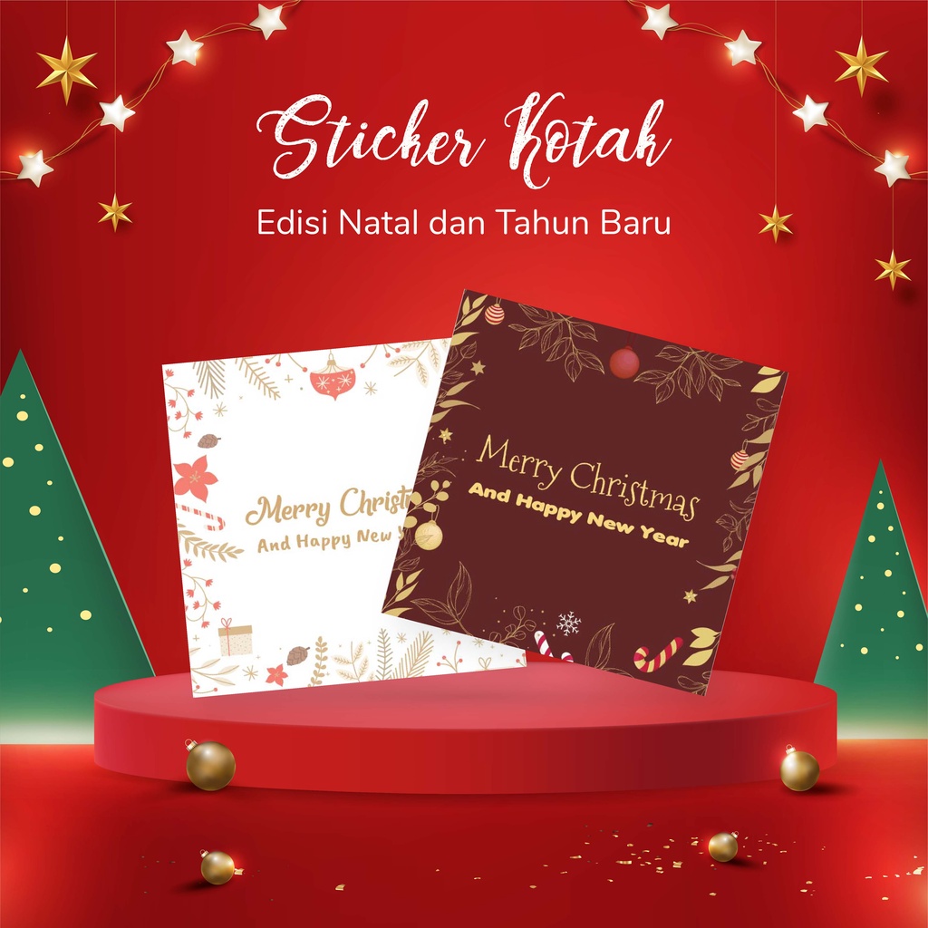 

Sticker Kotak Natal Tahun Baru Merry Christmas Happy New Year/Cetak Sticker Lucu Natal