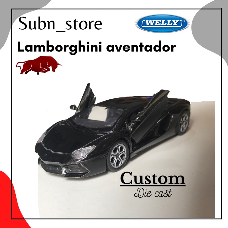 Die Cast Lamborghini aventador Custom LP 700 - 4 black | Welly diecasting | scale model | diecast Cu