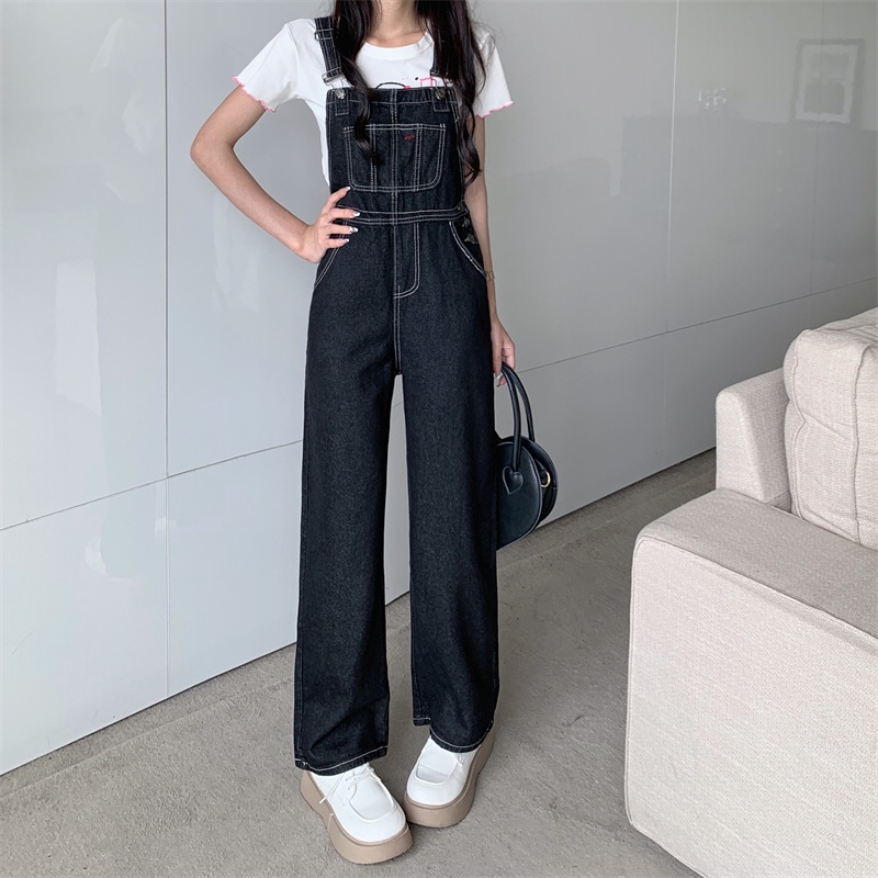 Celana Kodok Jeans Wanita Overall Jeans Kelabu Hitam Jumpsuit Jeans Wanita