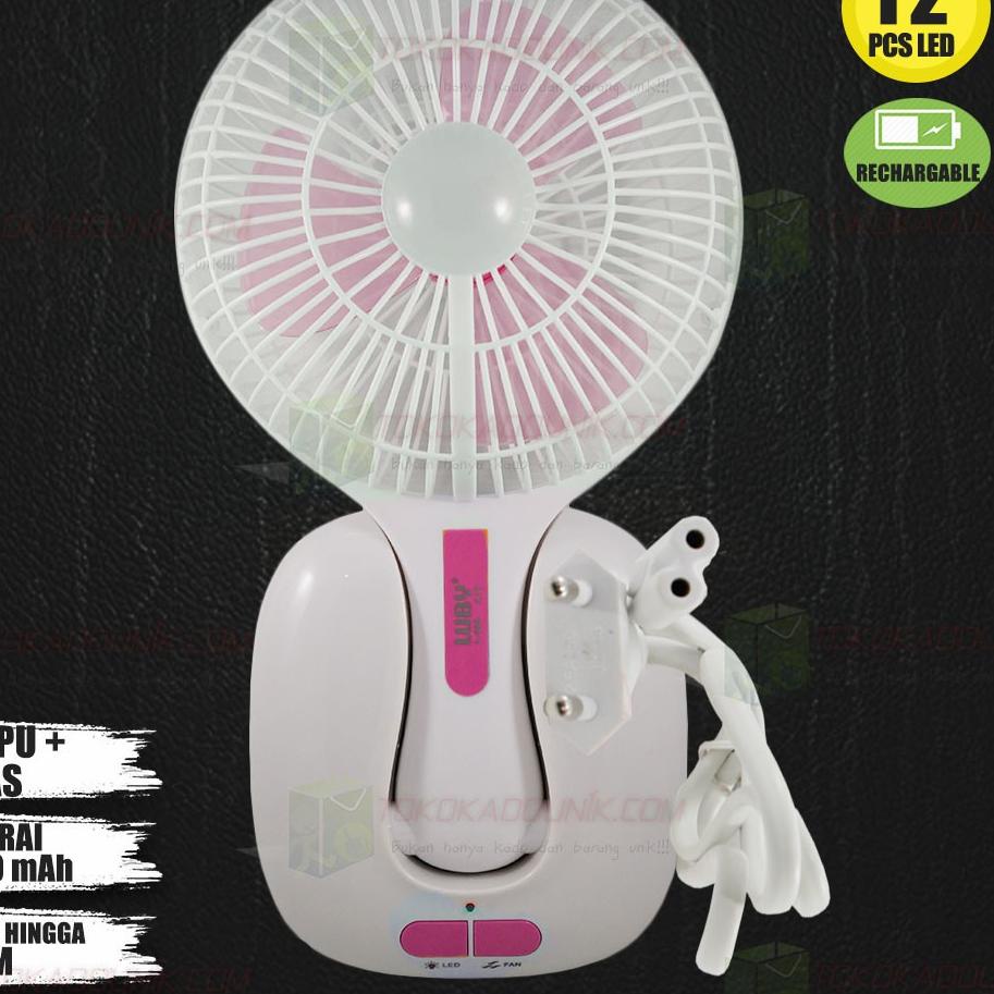 Super Produsen Kipas Lampu Emergency LB L688 Tahan 5 Jam + 12 LED Lampu PUTIH RANDOM