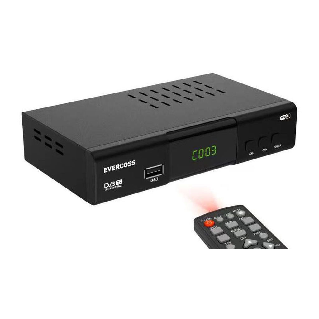 Trend-Paket Set Top Box Evercoss DVBT2 + Kabel Hdmi + Wifi Dongle Digital Full HD Receiver Digital Youtube -Siaran Tv Digital