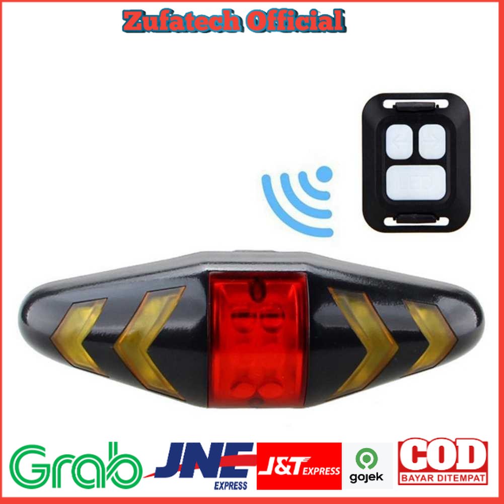 WASAFIRE Lampu Sepeda Rem Sein Kiri Kanan Turn Signal Taillight dengan Remote - LY0378 - Black