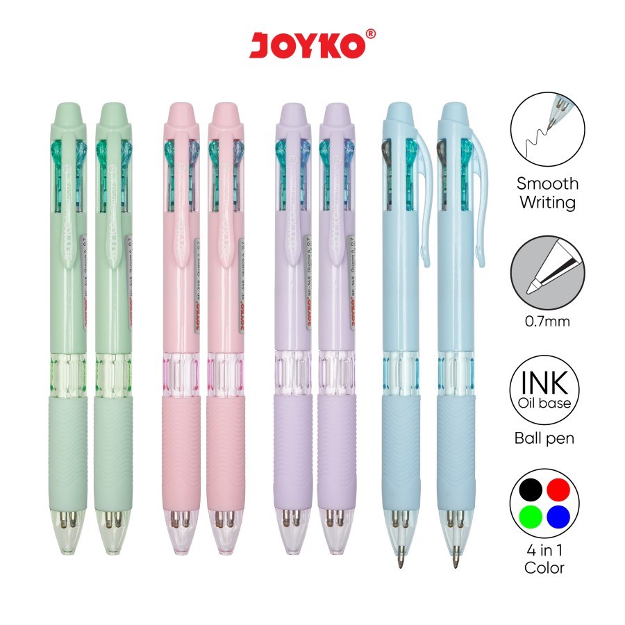 

Pen 4Warna PASTEL JOYKO BP348-pcs/Pulpen Cetek Pena 4 Warna