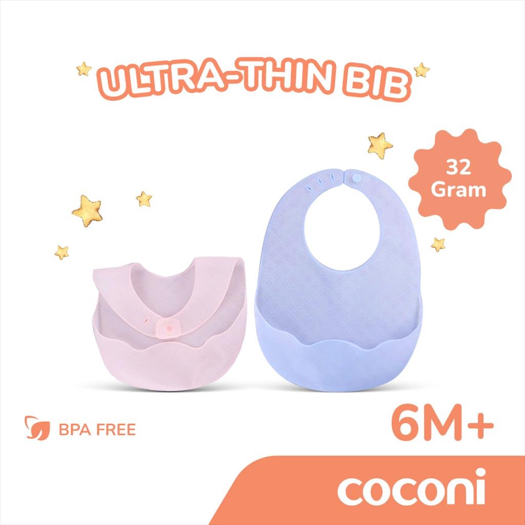 Coconi Ultra-Thin Silicone Bib | Celemek Silikon Bayi Super Ringan