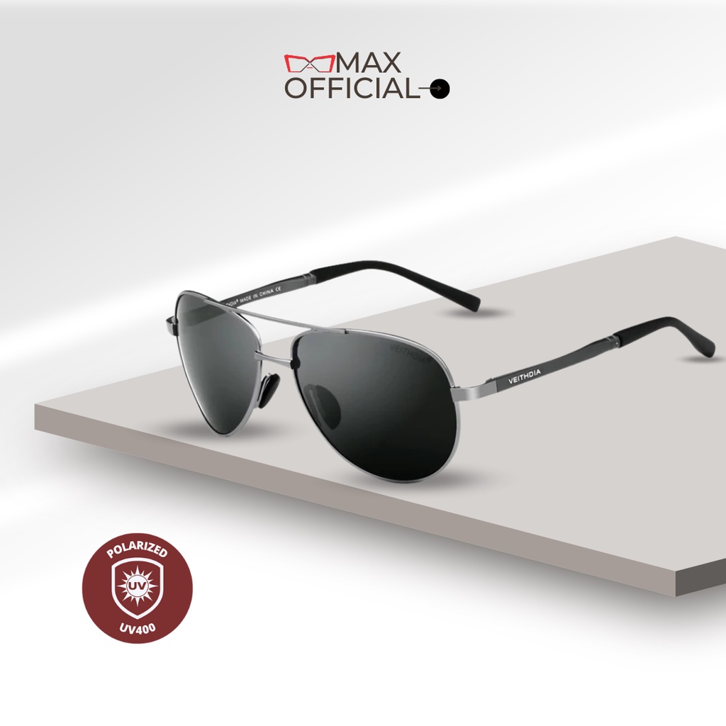 kacamata pilot hitam sunglass polarized anti sinar UV veithdia 1306