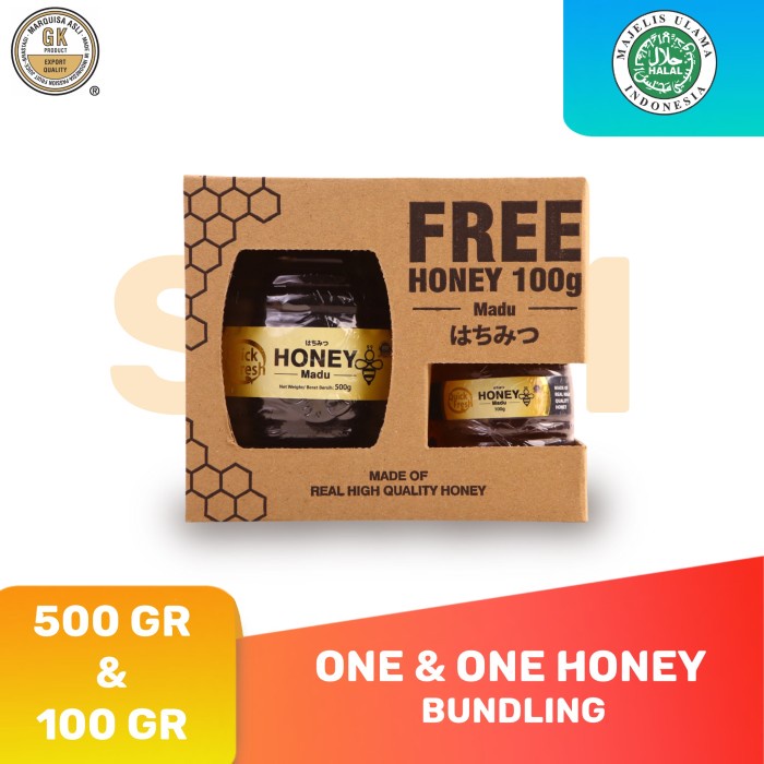 

[PAKET BUNDLING] Quick Fresh Honey / Madu Murni 500GR + 100GR Jar