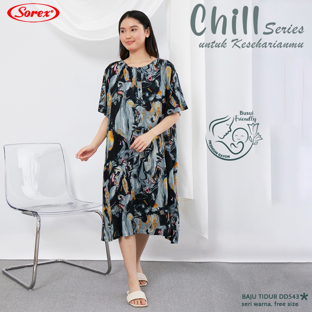 Sorex Baju Tidur Daster Chill Series Busui Friendly Rayon Premium Freesize Corak Tropis DD 543 - 1 pcs