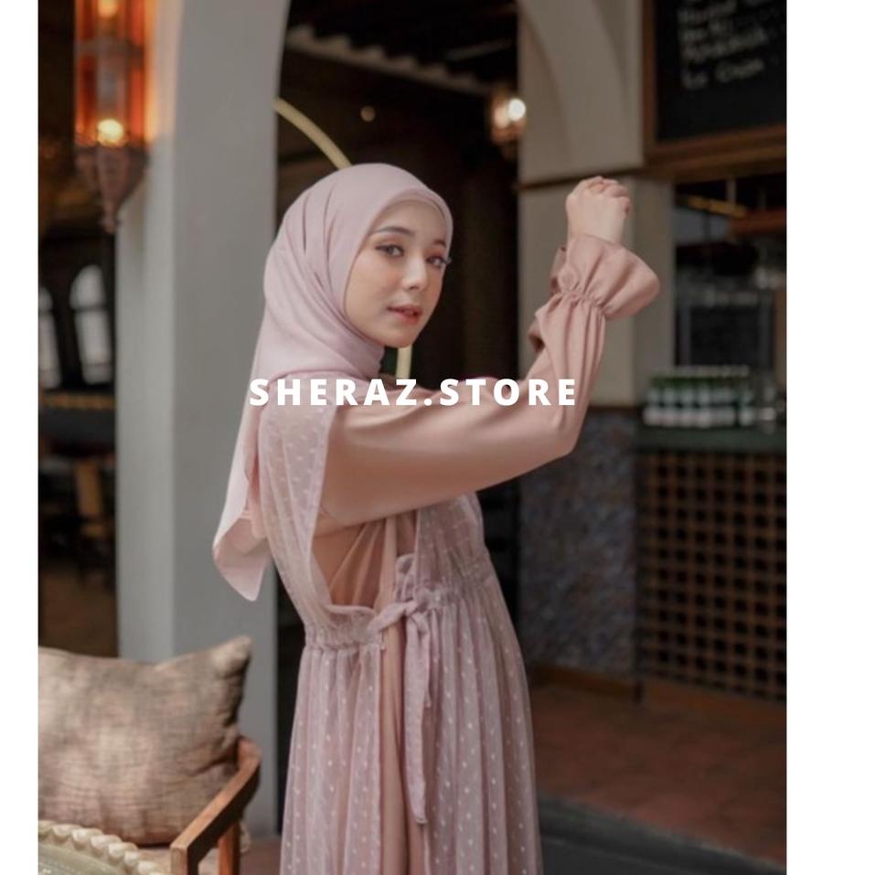(Z-22✪) VIOLITA SET Gamis Dress Hitam Putih Tile Kondangan Wanita Remaja Jumbo Ld 120 130 140 Terbar