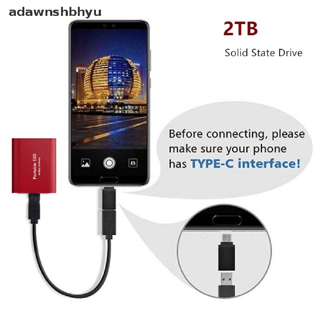 Adawnshbhyu Hardisk Handphone 4TB /2TB/1TBGB Tipe C USB3.1 Portable SSD Solid State Drive ID