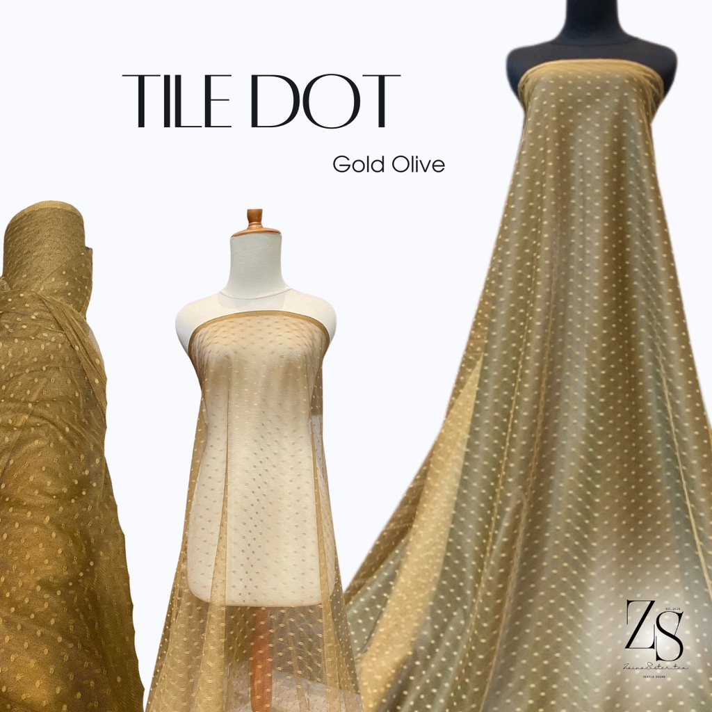 Kain tile polkadot/tile dot/tile bintik Warna Gold Olive