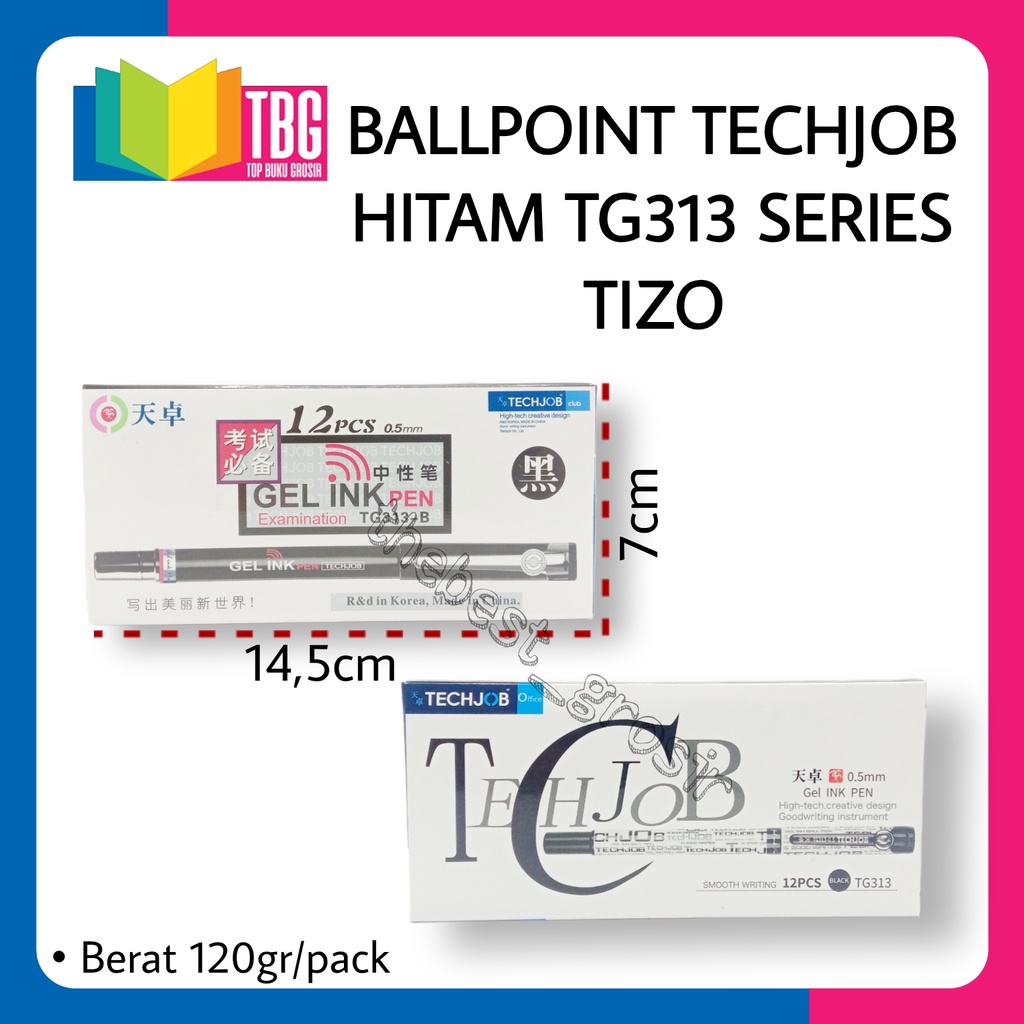 

1 PCS BALLPOINT TECHJOB HITAM TG313 TIZO PULPEN BOLPEN GEL