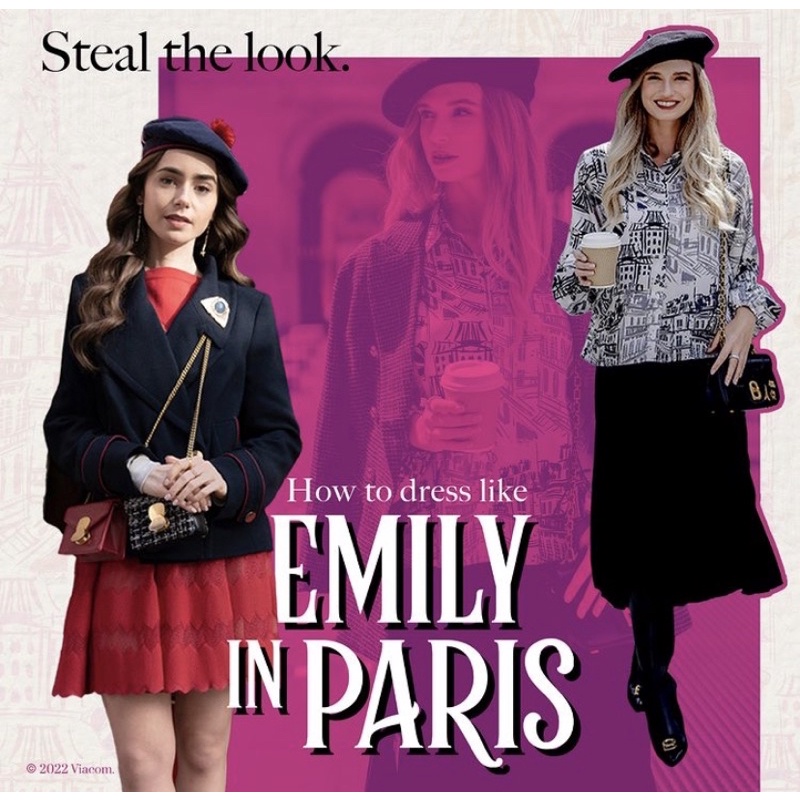 benang jarum emily in paris crop satin shirt puff shirt size s