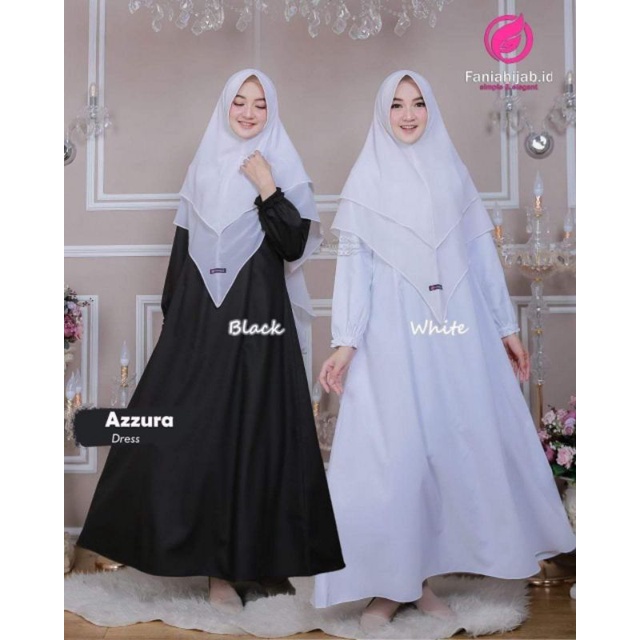 Azzura dress hitam dan putih by fania hijab
