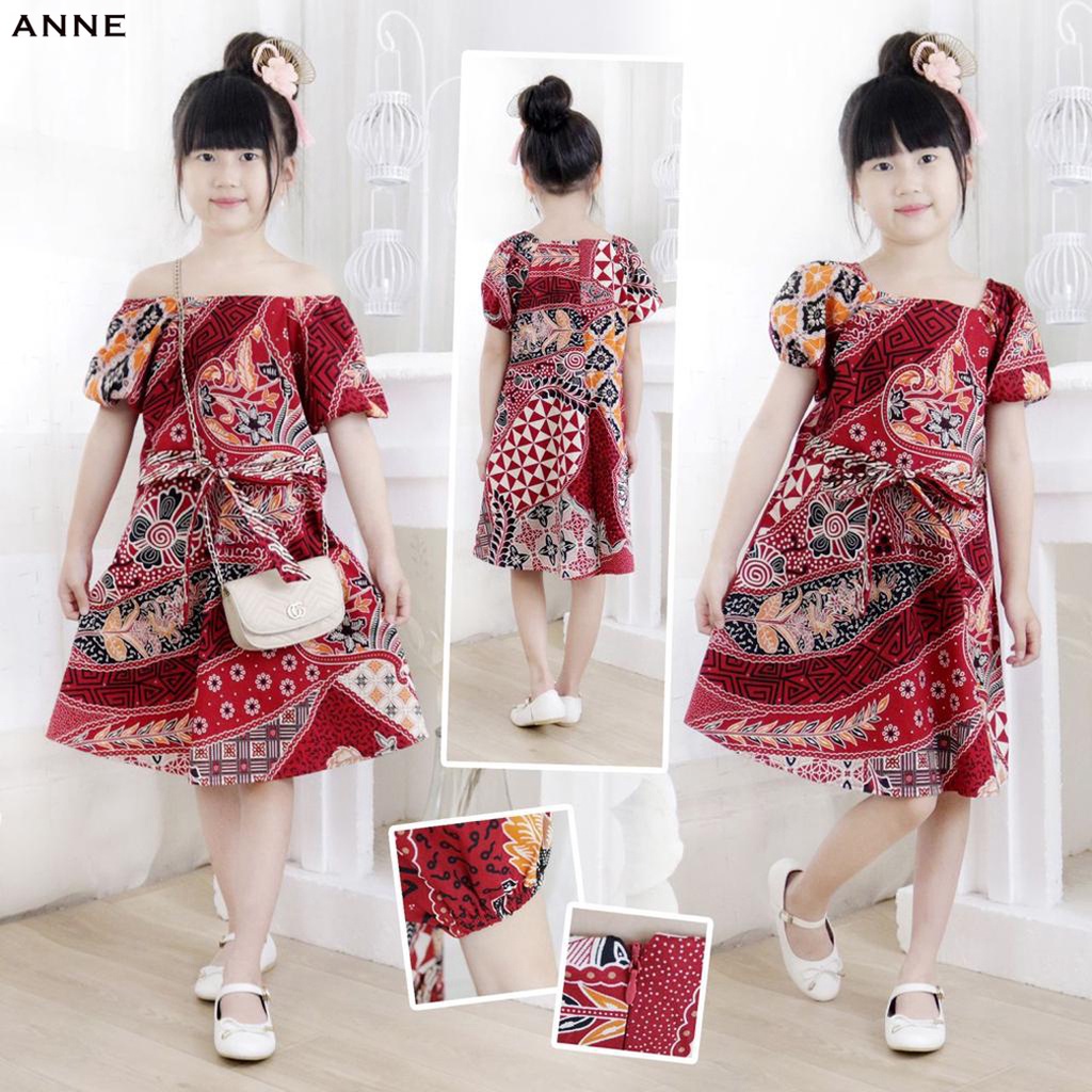 Evercloth Anne / Boy Kemeja Batik Anak Lengan Pendek Baju Couple Family Keluarga Kids