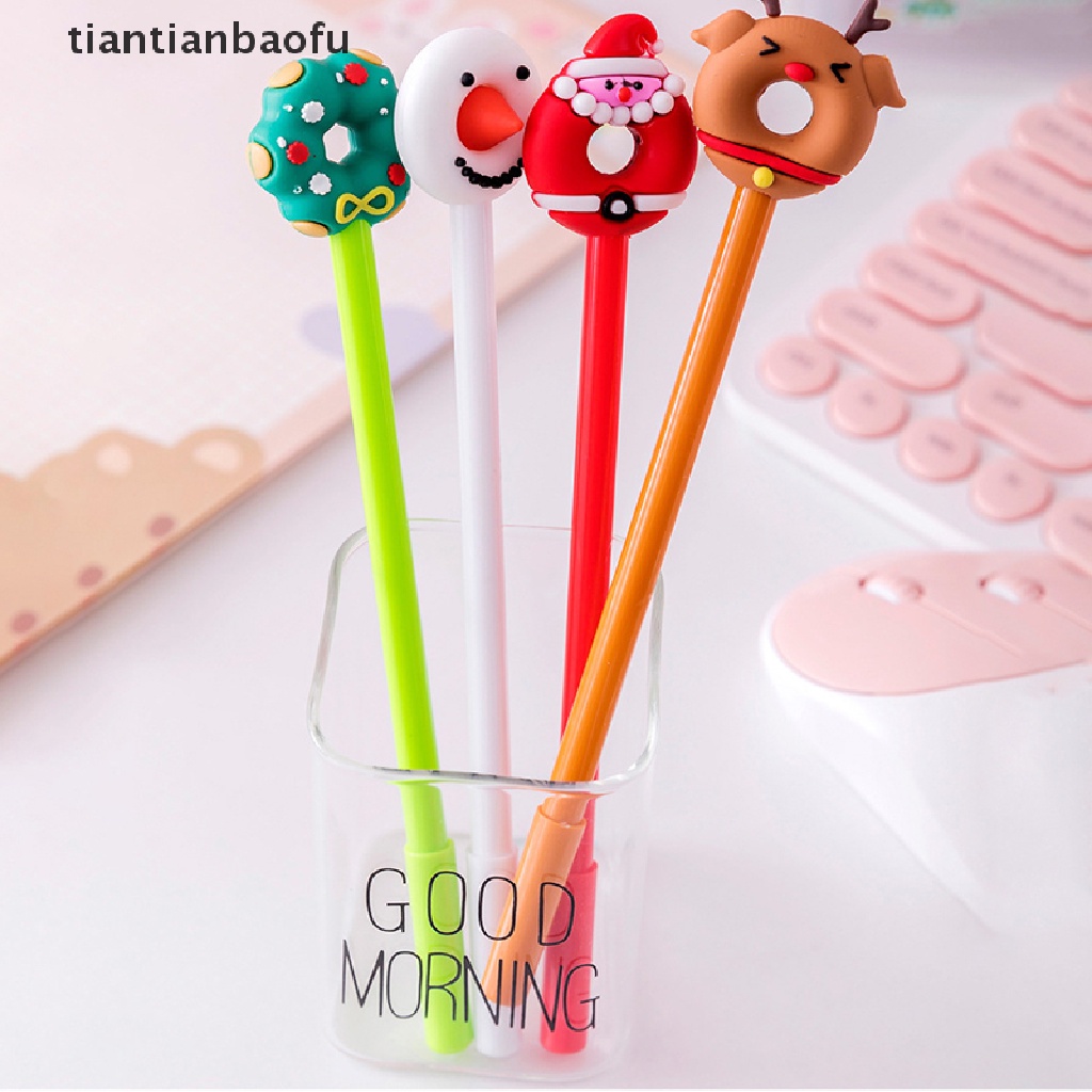 Pulpen Gel 0.5mm Motif Pohon Natal / Rusa / Santa Claus Untuk Stationery Sekolah / Kantor