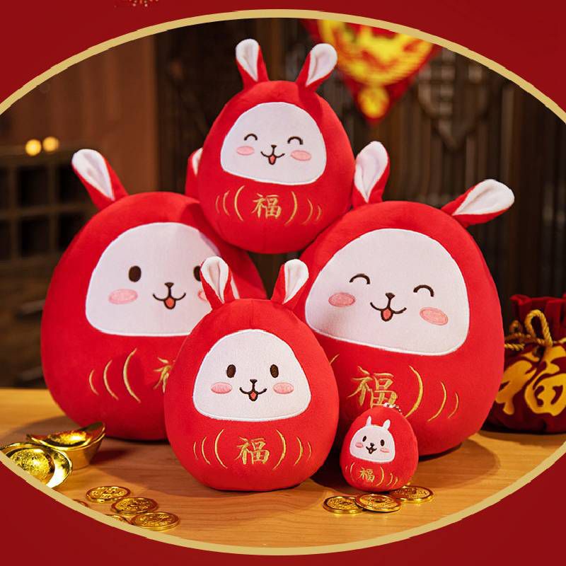 Hadiah Boneka Happy New Year Merah Kelinci Menggemaskan Untuk Perusahaan