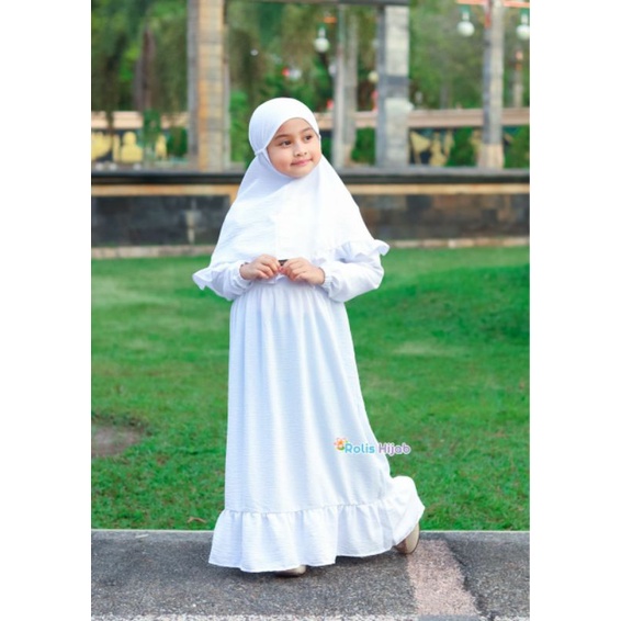 Gamis Putih gamis manasik Anak gamis anak perempuan stelan anak gamis harian gamis muslim pakaian anak perempuan anak gamis putih anak usia 4 -10 thn