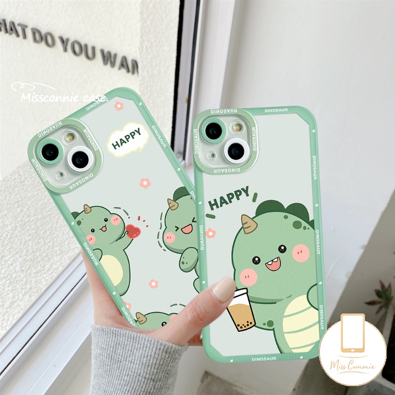 Case Untuk Samsung A04s A04s A03 A12 A13 A32 A53 A03s A73 A23 A22 A52 A33 A02 A72 A20s A52s M23 A50 A30s A50s A51 A11 A71 A10 A20 A31 A21s Kartun Lucu Dinosaurus Minum Teh Susu Soft Cover