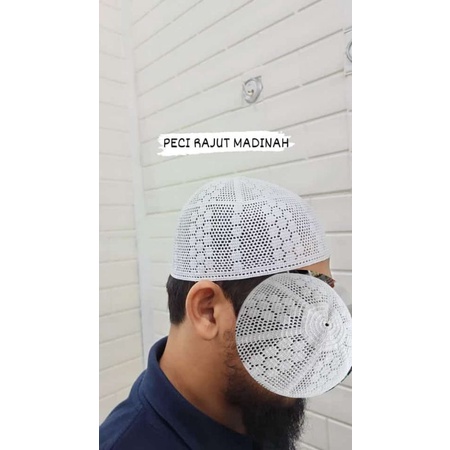 Peci Rajut Original Suriah Madinah Warna Putih
