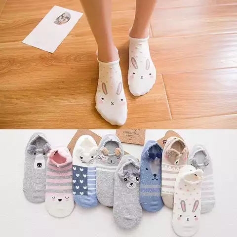 Kaos kaki Fashion wanita dewasa kaus kaki korea pendek motif kuping