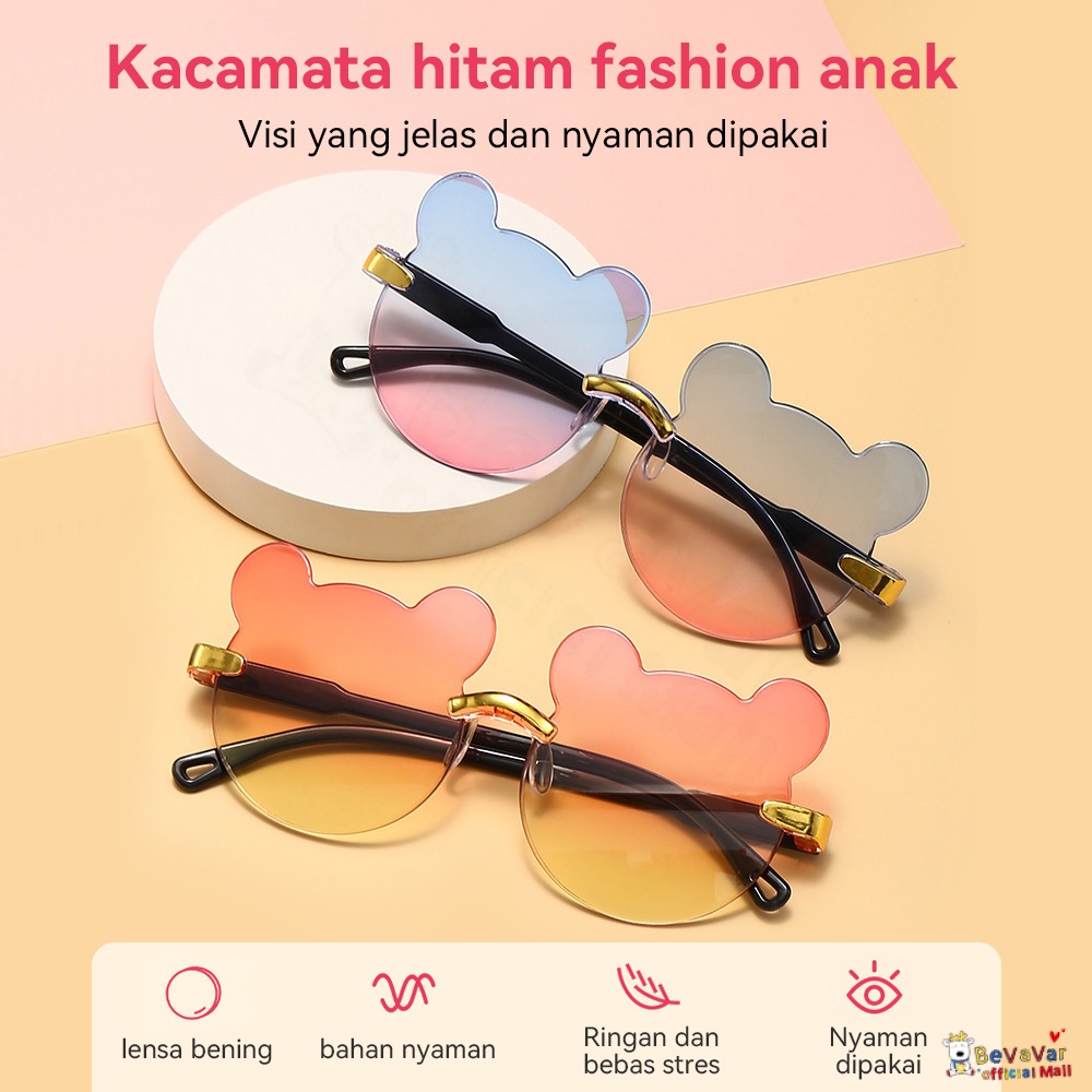 BEVAVAR   0-12thn Kacamata Hitam Anak Perempuan Laki Laki Kacamata Beruang Anak Fashion Lucu