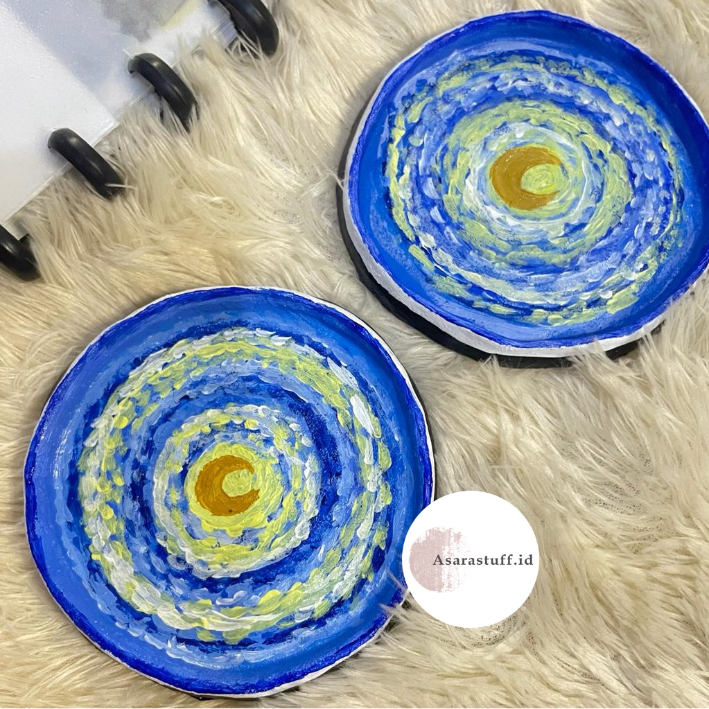 Tatakan Gelas, Tempat Perhiasan, Aesthetic Coaster Clay STARRY NIGHT Asarastuff
