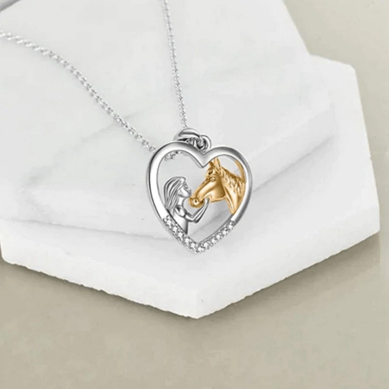 Unicorn Kalung925 Sterling Silver Warna Berlian Kristal Bentuk Hati Hewan Pop Perhiasan Hadiah Ulang Tahun Gadis